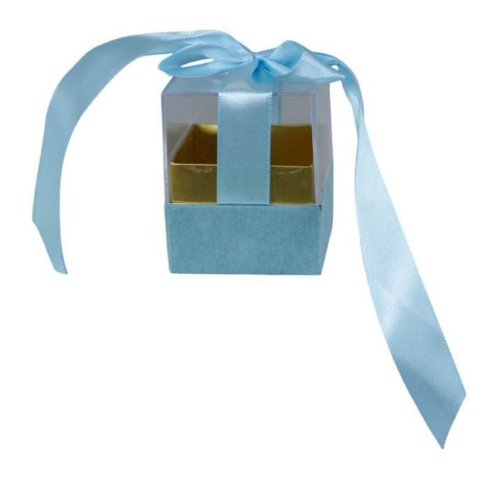 SCATOLA PLEX 6X6X6CM FIOCCO CELESTE